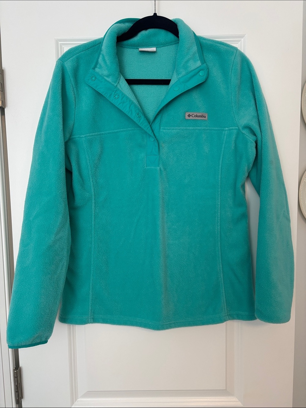 Columbia Teal Snap-Front Fleece Jacket